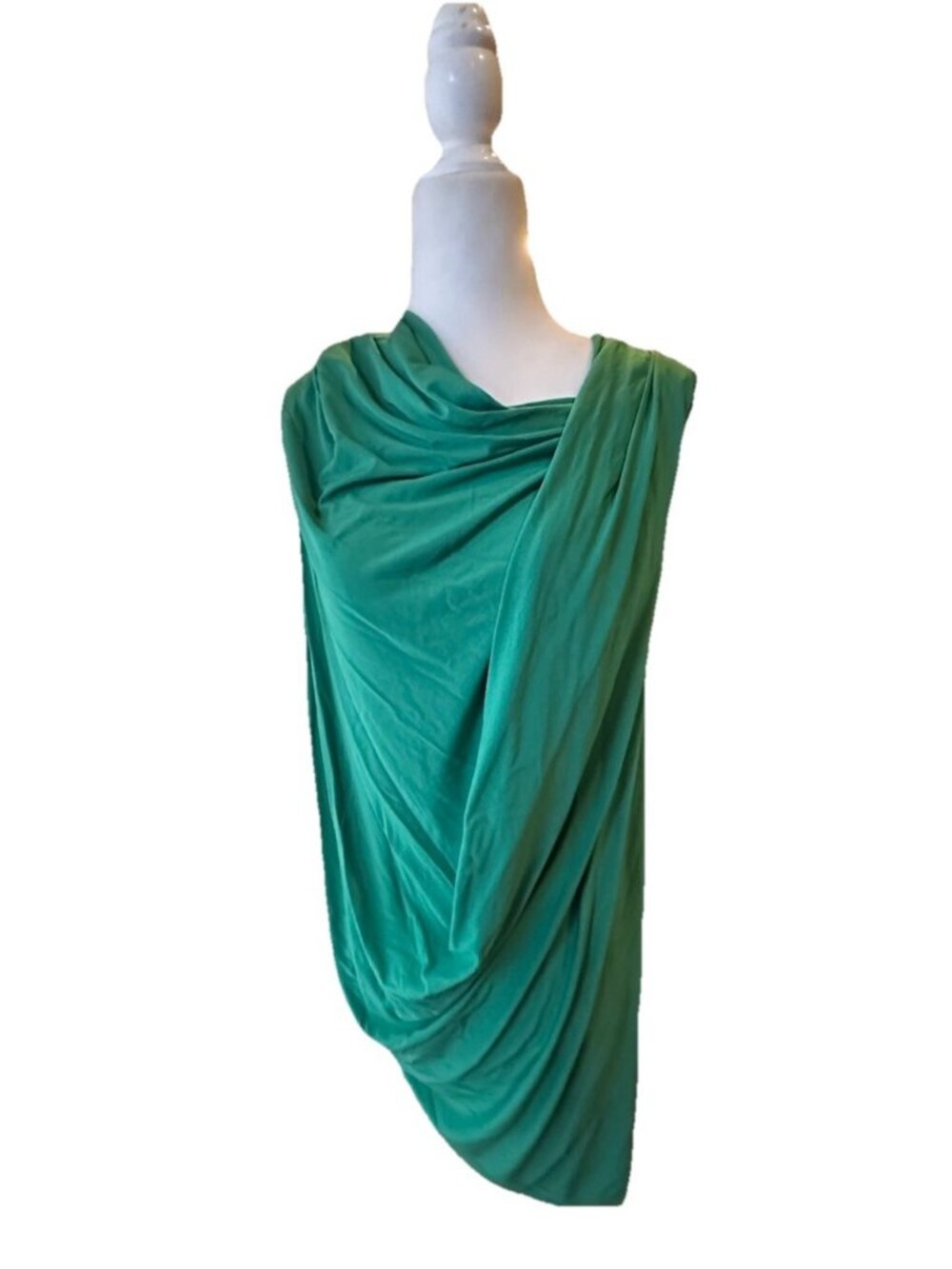 Lafayette 148 New York Sleeveless Tunic Draping Med Emerald Green Dress Cocktail